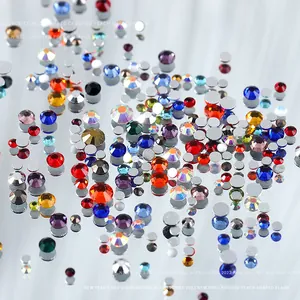 Premium mixed size and color flat back crystal rhinestones for DIY nail art decoration