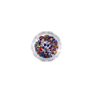 Mixed multi-colored flatback crystals and colorful mini rhinestones for nail art decoration