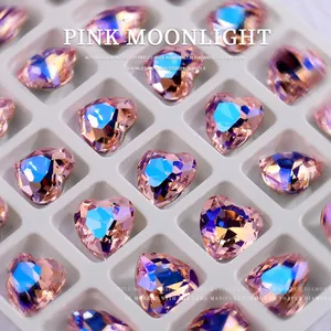 Pink Moonlight K9 kristallen hartvormige strass-steentjes voor professionele nail art decor