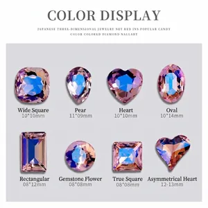 Diverse vormen roze iriserende K9 kristallen strassteentjes voor nageldecoratie