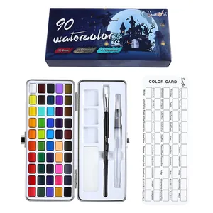 Set di acquerelli solidi da 90 colori con 50 tonalità base e 36 perlate per nail art