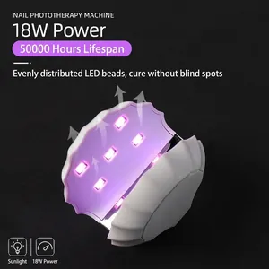 Portable mini shell-shaped 18W LED nail lamp for quick-drying gel manicure polish