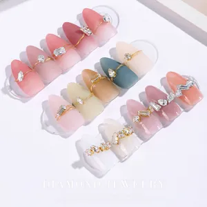 Luxury 3D zircon nail jewelry charms with water drop and marquise shapes for manicure art