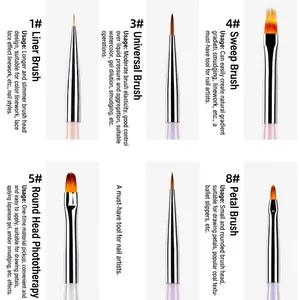 Set professionale di pennelli iridescenti per nail art e decorazione unghie finte.