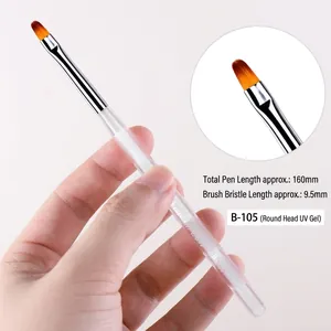Pennello professionale per nail art a testa ovale con manico Aurora trasparente 160mm