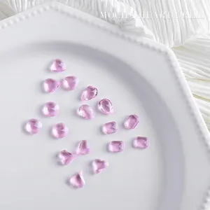 Kristallen Hart Waterdruppel Nagelkunst Strass Roze Transparant Asymmetrisch Perzik Hart Edelsteen Manicure Decoraties Voor Vrouwen Sieraden