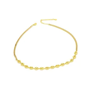 Fashionable gold cuban chain necklace featuring sparkling star and crescent moon pendants
