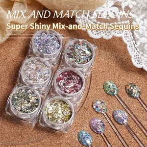 Laser Hexagon Nail Sequins Glitter Powder Iridescent Gold Foil For DIY Nail Art Decoration Minimalist Manicure Accessories