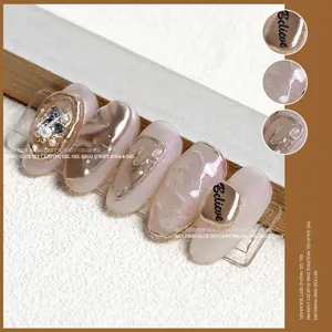 3D PVC solid nail carving gel for DIY 3D shapes on elegant pink and metallic manicured tips