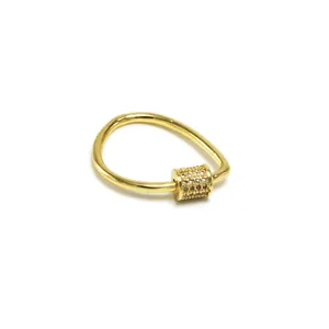 Detail of gold-tone screw clasp connector with pavé cubic zirconia for DIY jewelry