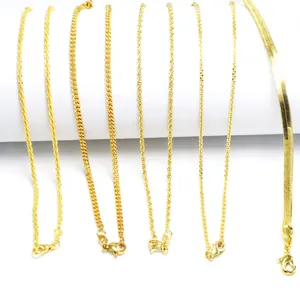 Minimalist Copper Electroplated Chain Necklace For Women Men Gold Silver Rose Gold Rope Rolo Curb Snake Clasp Necklaces Jewelry