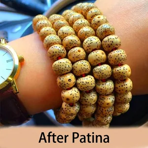 Traditional Hainan Star Moon Bodhi 108 beads meditation prayer bracelet with aged finish