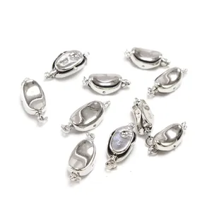 Macro view of silver-plated DIY jewelry plug-in clasps for necklaces and bracelets