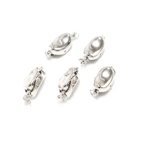 Macro detail of polished S925 silver plated clasps for DIY necklace and bracelet jewelry