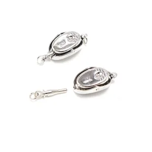 Close-up view of silver S925 jewelry clasp with secure insert mechanism for DIY necklace