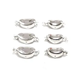 Polished silver bean-shaped jewelry clasps for DIY necklace and bracelet making