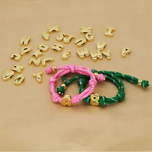 Buntes Geflochtenes Seil Initial Armband Für Damen Gold Kupfer Englische Buchstaben Herz Stern Puffy Initial Verstellbarer Handschmuck