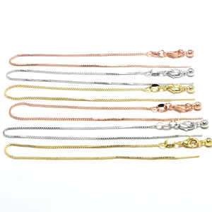 Verstelbare 925 Sterling Zilveren box-halsketting met naald voor DIY-sieraden maken
