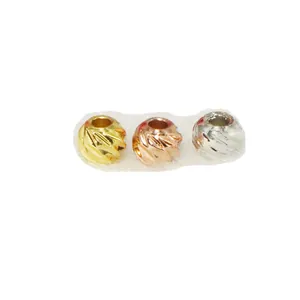 Set of three metallic spacer beads in gold rose gold and silver for DIY jewelry