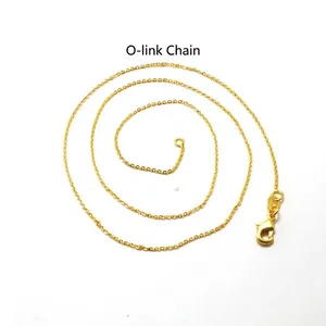 High quality classic sand gold O-chain necklace with secure lobster clasp for men and women