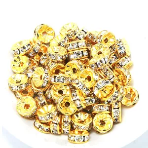 Strass Rondelle Zwischenperlen Für Schmuckherstellung DIY Armband Halskette Kupfer Eingelegte Lose Perlen Gold Silber Zubehör