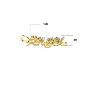Detailansicht Gold-Angel-Anhänger mit Zirkonia und 21mm Größenangaben