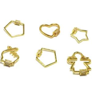 Goldene Schmuckschraubverschlüsse in verschiedenen Formen mit Zirkonia-Besatz