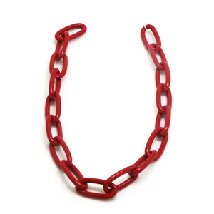 Vibrant red chunky chain link necklace for DIY punk hip-hop jewelry and accessories
