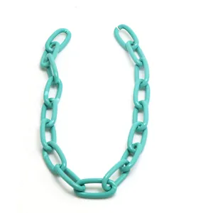 Detailed view of turquoise chunky resin chain links for punk hip hop style DIY jewelry