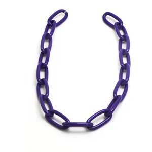Macro view of high-quality chunky purple resin chain links for punk DIY jewelry making