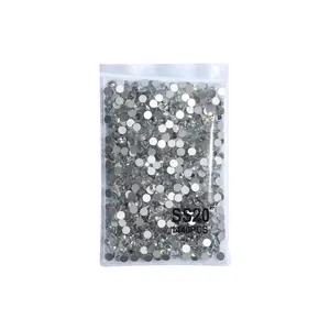 Clear silver base flatback nail art rhinestones SS20 size bulk pack 1440 pieces
