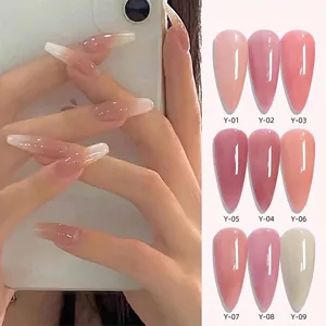 Ice Translucent Nude Gel Nail Polish Jade Color Protein Jelly UV LED Soak Off Long Lasting Glossy Salon DIY Nail Art Polish