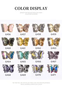 Fonkelende kristallen vlinder nail art bedeltjes met iriserende strass steentjes.