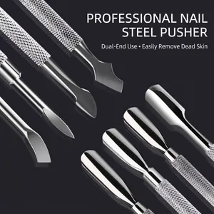 Professional Alloy Stainless Steel Look Nail Cuticle Pusher Double Ended Dead Skin Remover Manicure Pedicure Tool For Salon Home Use