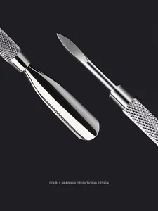 Professional double-headed stainless steel nail cuticle pusher and remover tool for manicure