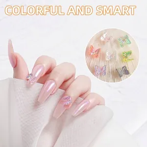 Aurora Iriserende Vlinder Nagelkunst Decoraties 3D Hars Ijs Transparant Gemengde Kleur Vlinder Charms Voor DIY Manicure Sieraden