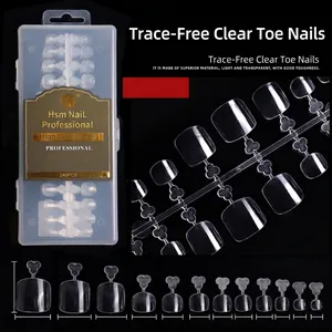 Faux Ongles de Pieds Transparents à Couverture Totale Ultra-minces Sans Trace Pointes d'Ongles avec Boîte pour Manucure DIY Femmes