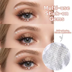 Selbstklebende weiße Perlenaufkleber für 3D-Augen-Makeup und Nagelkunst-Deko