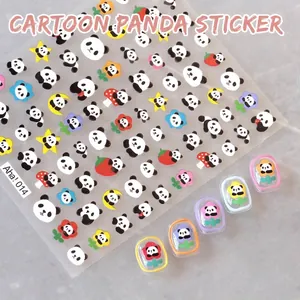 Cartoon panda nagelstickers met waterbestendige lijm voor DIY manicure