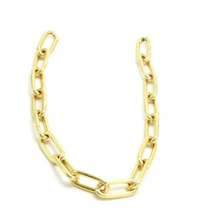 Macro detail view of a polished gold oval link chain accessory for DIY punk jewelry design