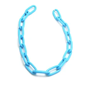 Detail of sky blue acrylic chunky chain for DIY jewelry and punk accessories