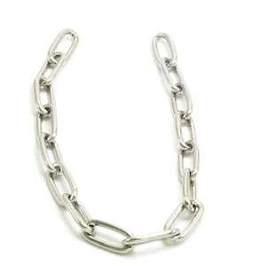 Detailed macro shot of a punk style silver oval link chain for DIY jewelry crafting