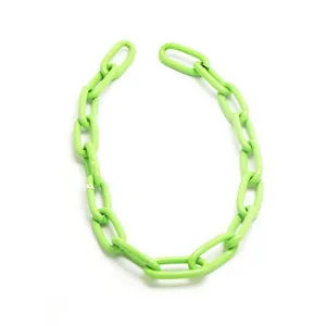 Close-up of vibrant neon green chunky chain links for punk hip-hop DIY jewelry making