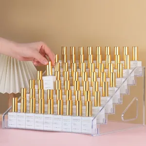 Organizador de Esmalte de Uñas de Acrílico Transparente Soporte de Exhibición Escalonado Estante de Almacenamiento de Cosméticos