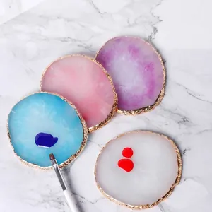 Japanese Style Acrylic Nail Art Palette Marble Pattern Color Mixing Plate Gold Edge Manicure Tool Nail Display Board