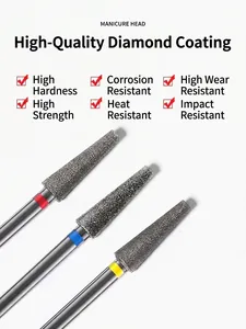 Kit d'embouts de manucure diamantés coniques 4mm pour ponceuses à ongles électriques