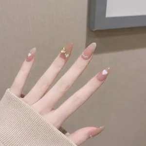 Elegant aurora translucent resin bow and heart nail art decorations on model nails