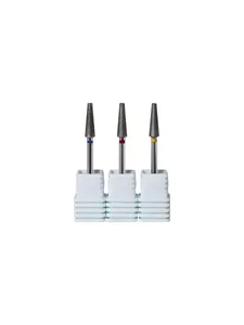 Lot de 3 embouts de ponceuse à ongles diamantés coniques avec anneaux de couleur