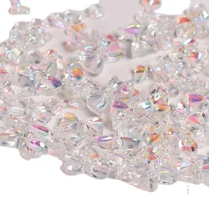 Aurora iridescent ice-transparent resin bow-tie nail art charms set 50pcs for manicure