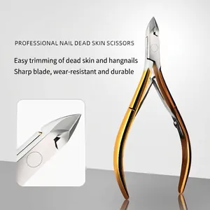 Professional Cuticle Nipper Alloy Nail Dead Skin Remover D501 Gold Silver Handle Manicure Pedicure Scissor Tool